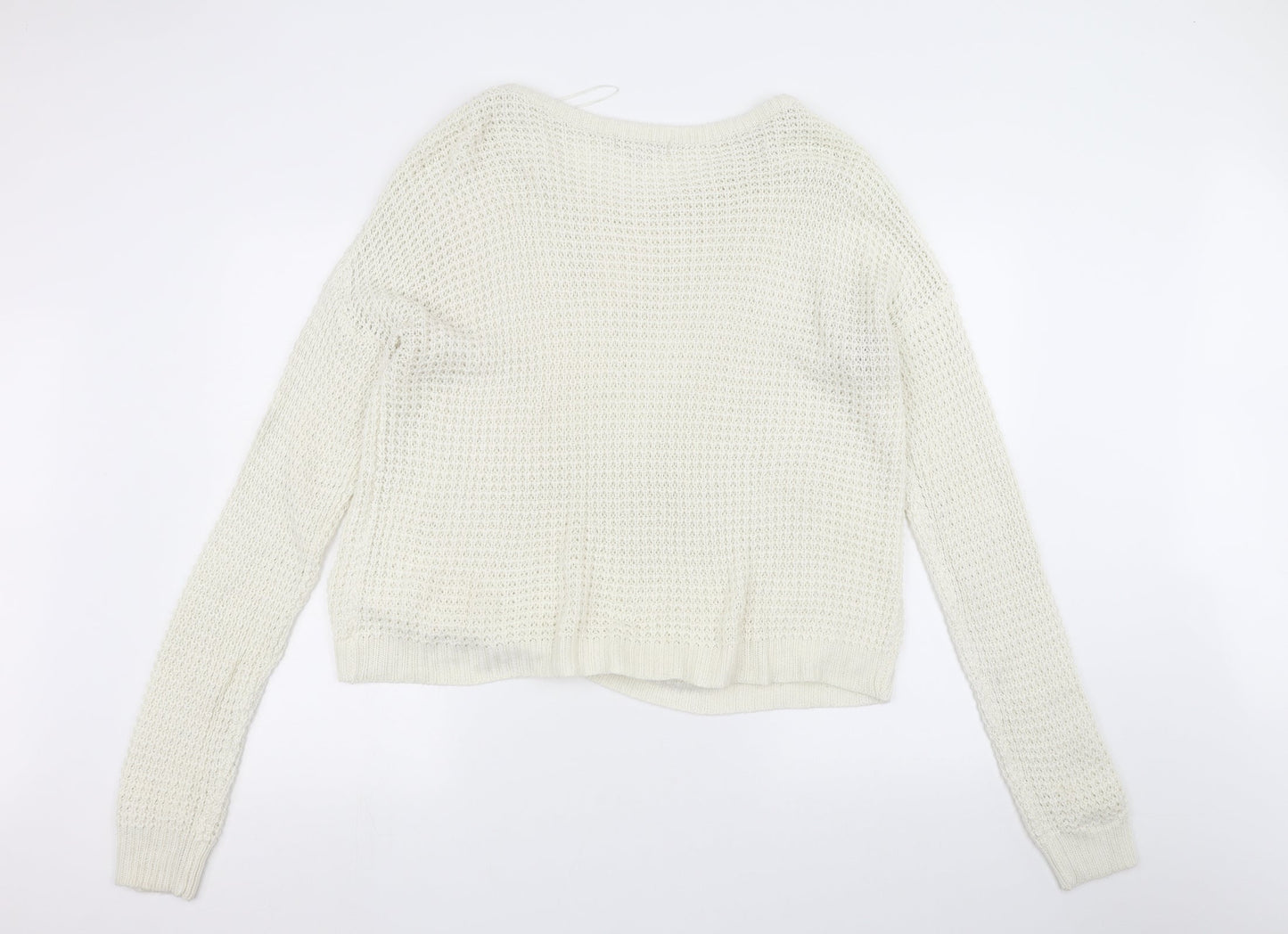 Missguided Womens White  Knit Pullover Jumper Size 14