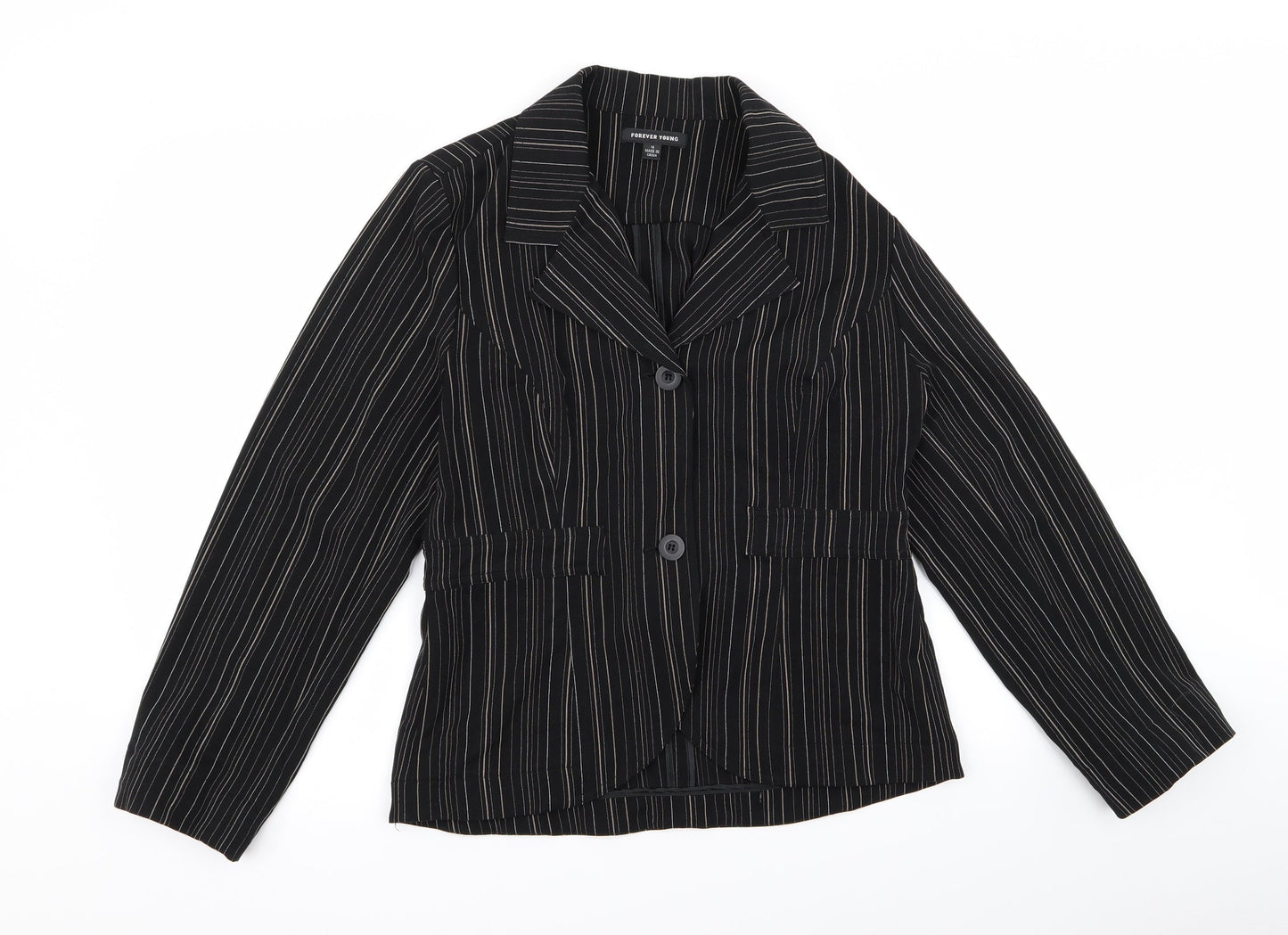 Preworn Womens Black Striped  Jacket  Size 14