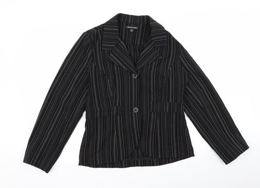 Preworn Womens Black Striped  Jacket  Size 14