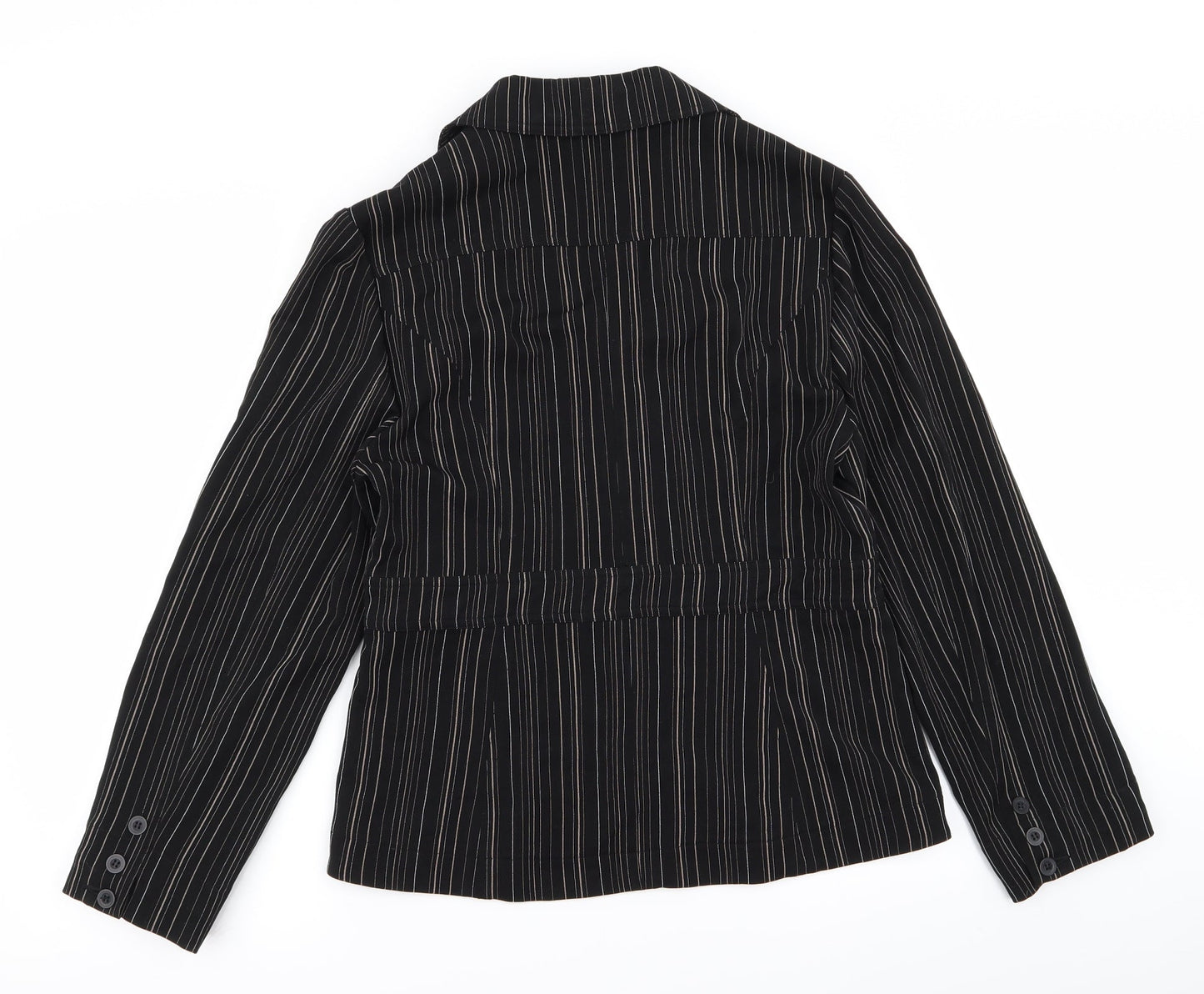 Preworn Womens Black Striped  Jacket  Size 14