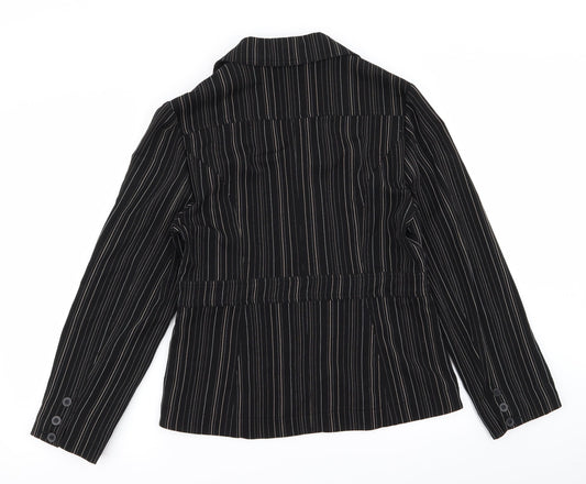 Preworn Womens Black Striped  Jacket  Size 14