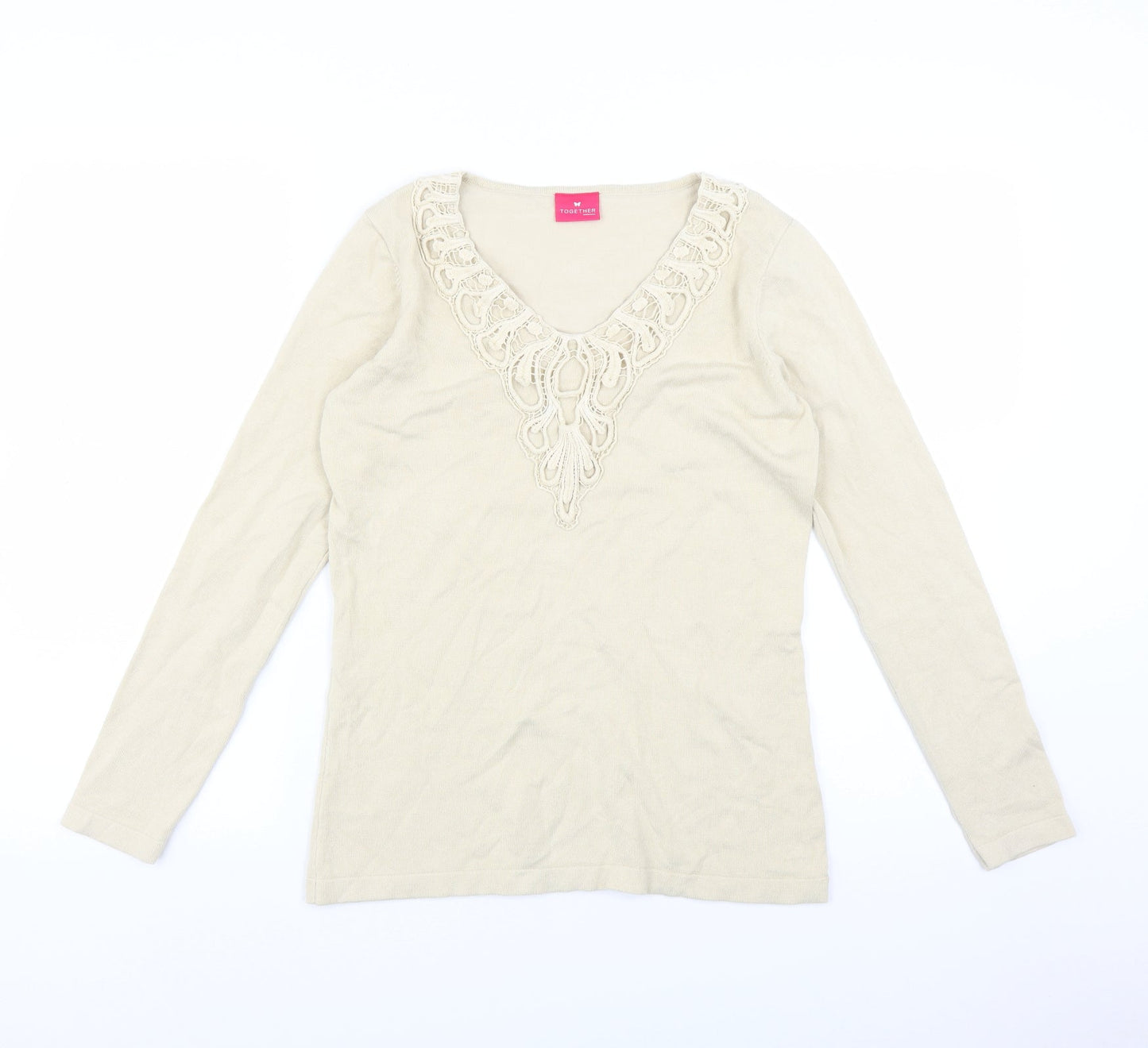 Together Womens Beige   Pullover Jumper Size XS