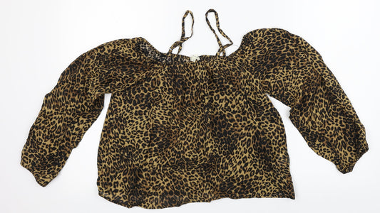 River Island Womens Orange Animal Print  Basic Blouse Size 10