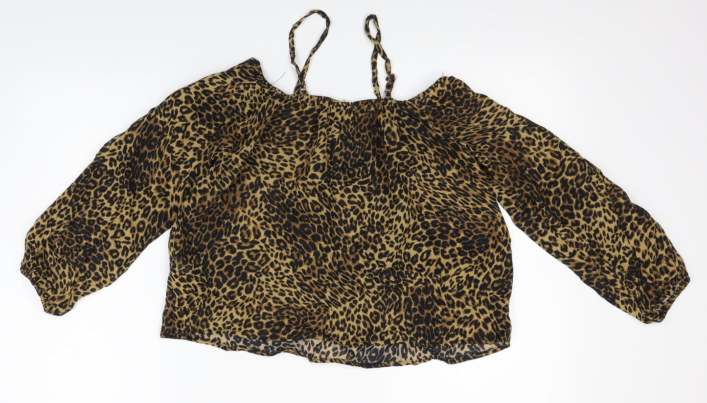River Island Womens Orange Animal Print  Basic Blouse Size 10