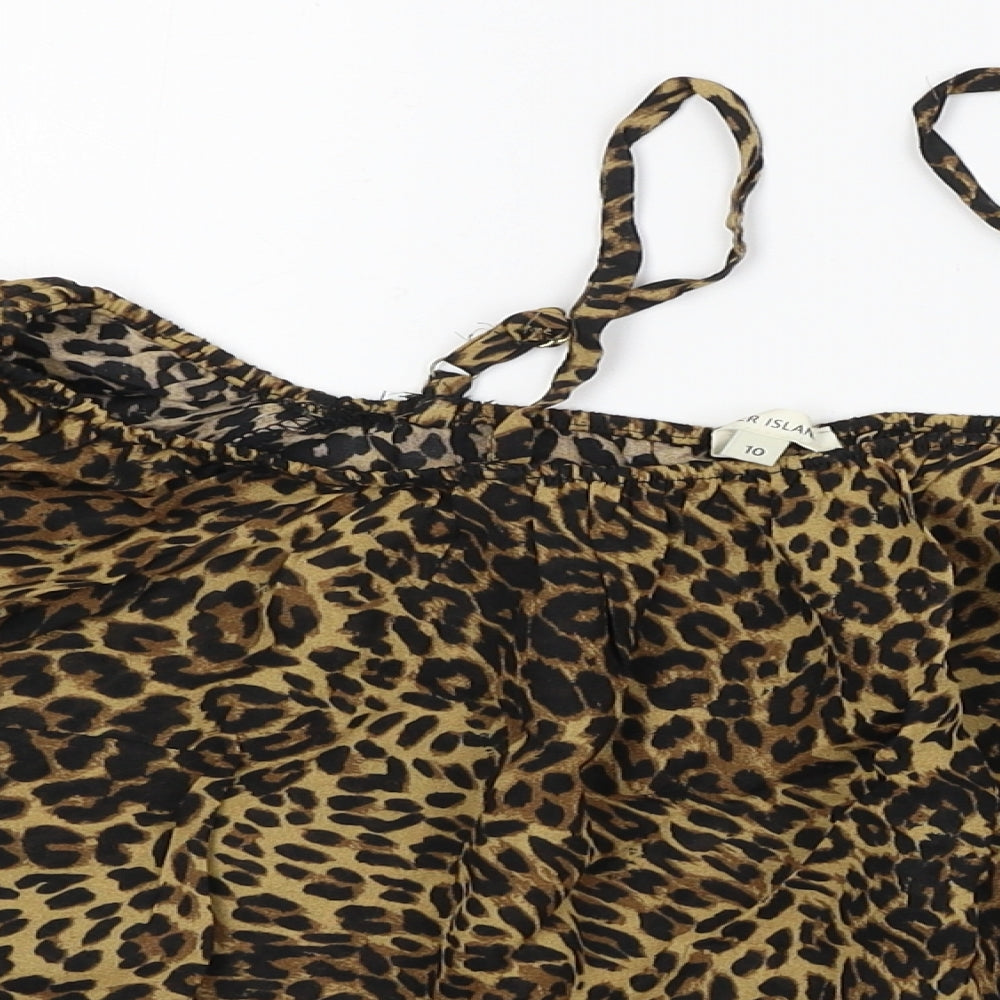 River Island Womens Orange Animal Print  Basic Blouse Size 10