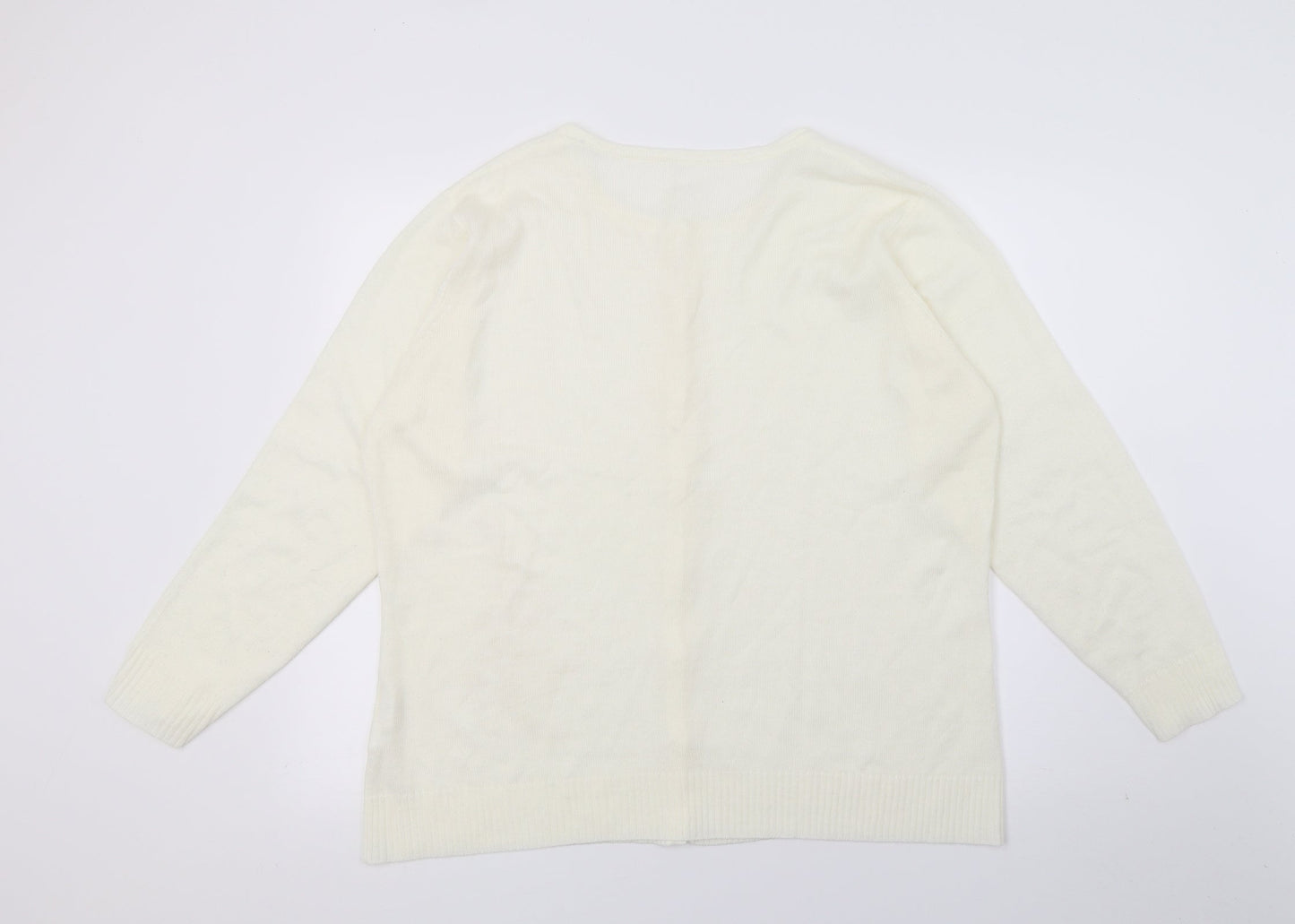 Preworn Womens Ivory  Knit Cardigan Jumper Size M