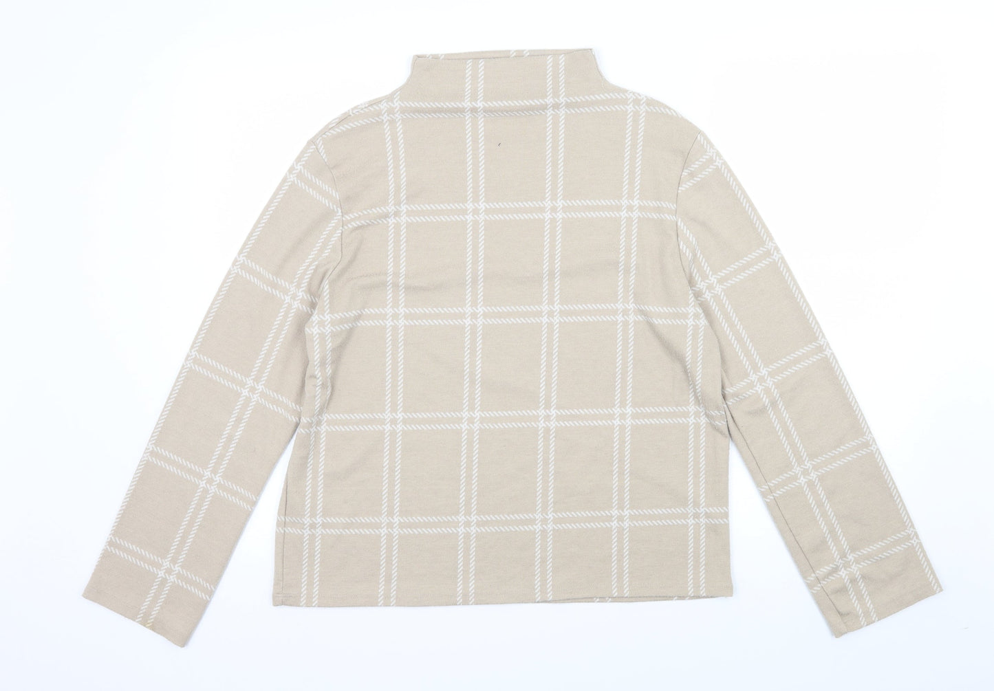 M&S Womens Beige Check  Basic T-Shirt Size 12