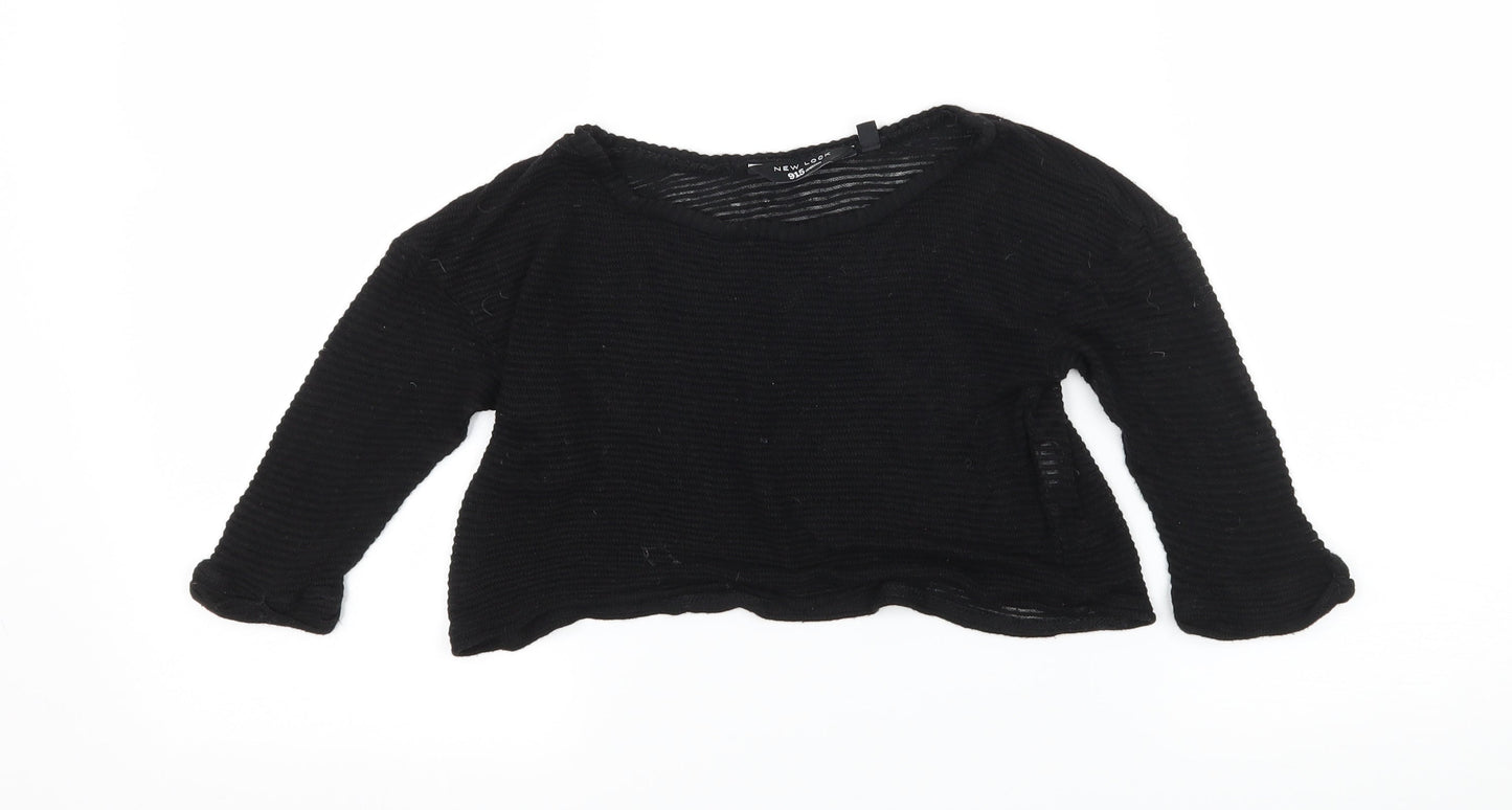 New Look Girls Black  Knit Basic T-Shirt Size 9 Years