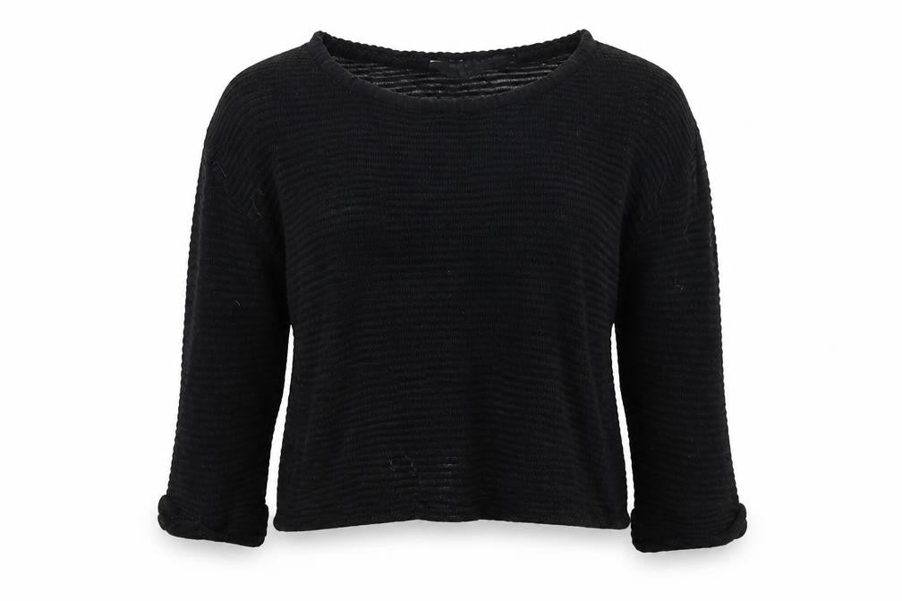 Front view of New Look girls’ black knit basic t-shirt, size 9, years