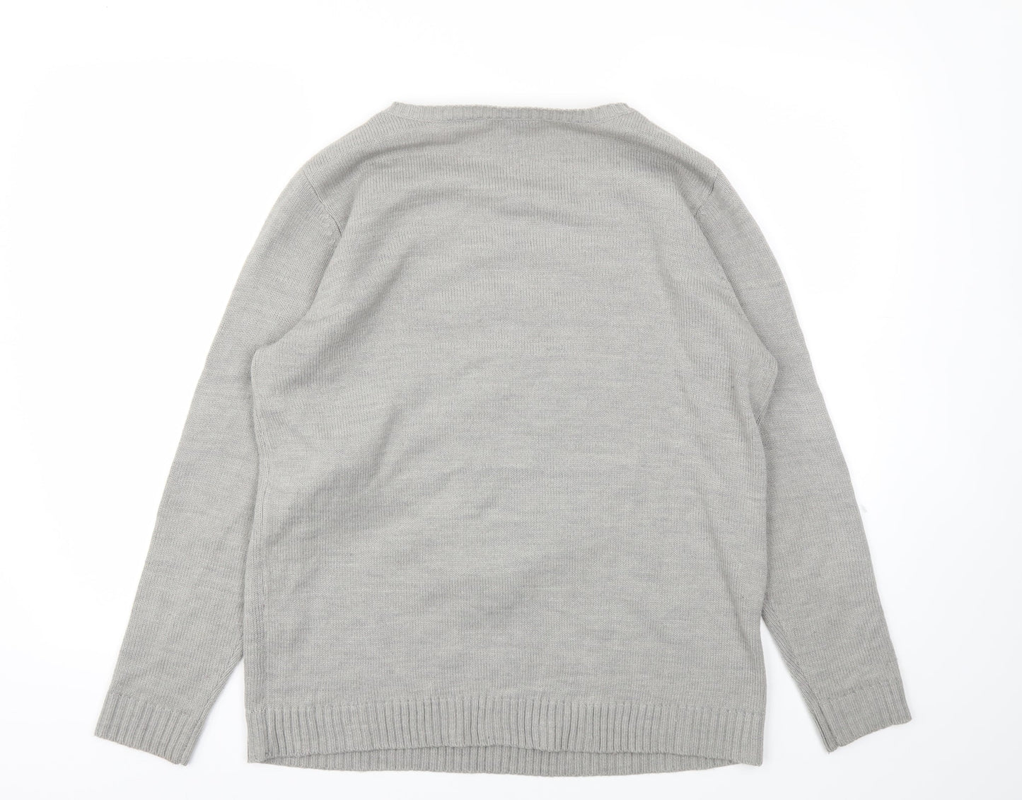 Peakocks Womens Grey Animal Print  Pullover Jumper Size L