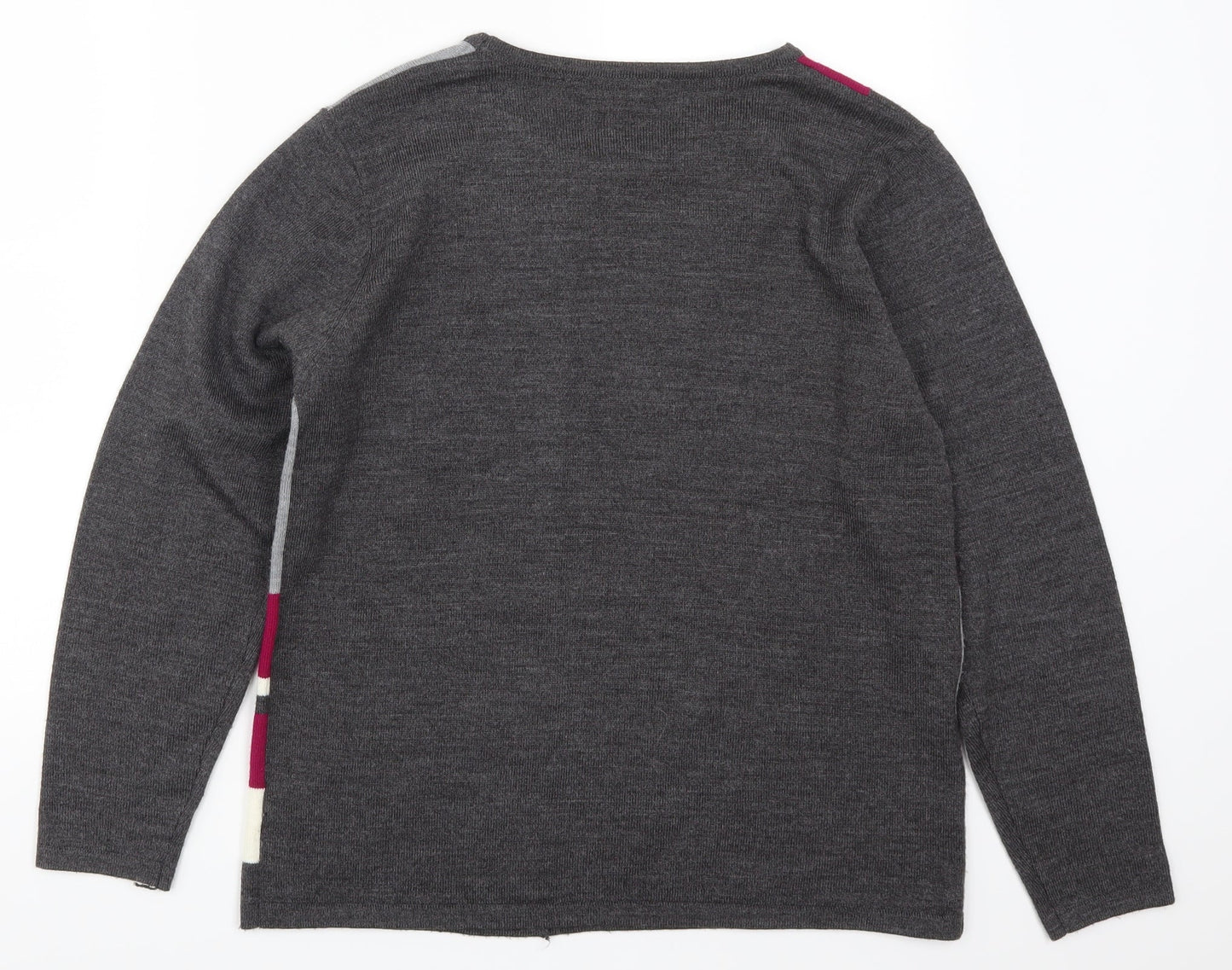 Classic Womens Grey Geometric  Pullover Jumper Size S  - Pink