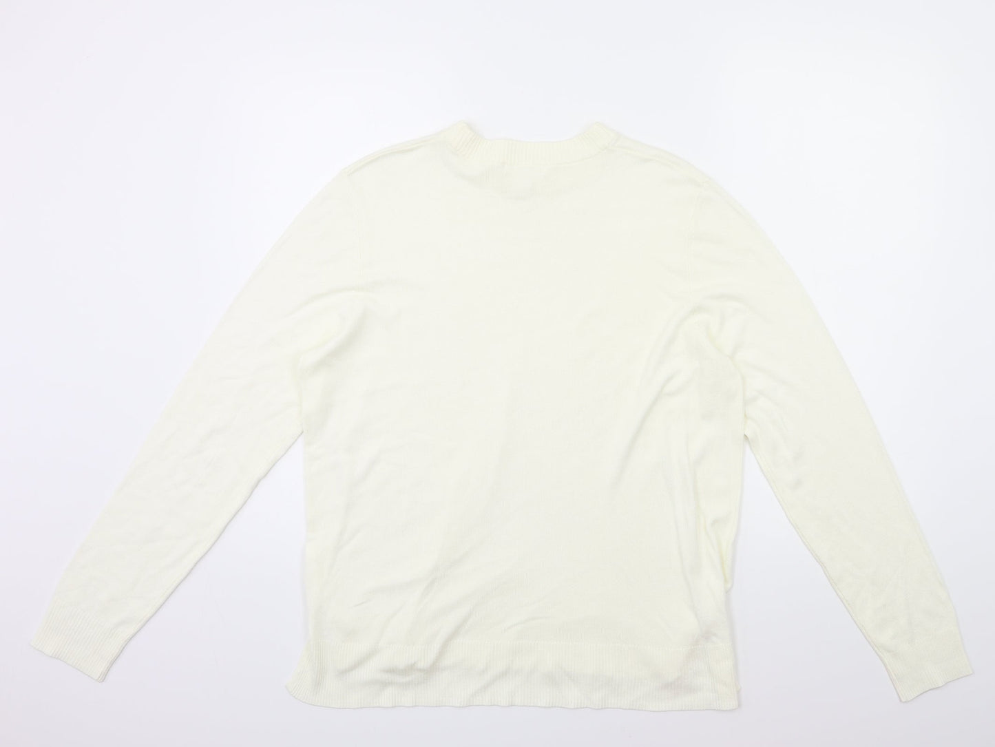 H&M Womens White  Knit Pullover Jumper Size M