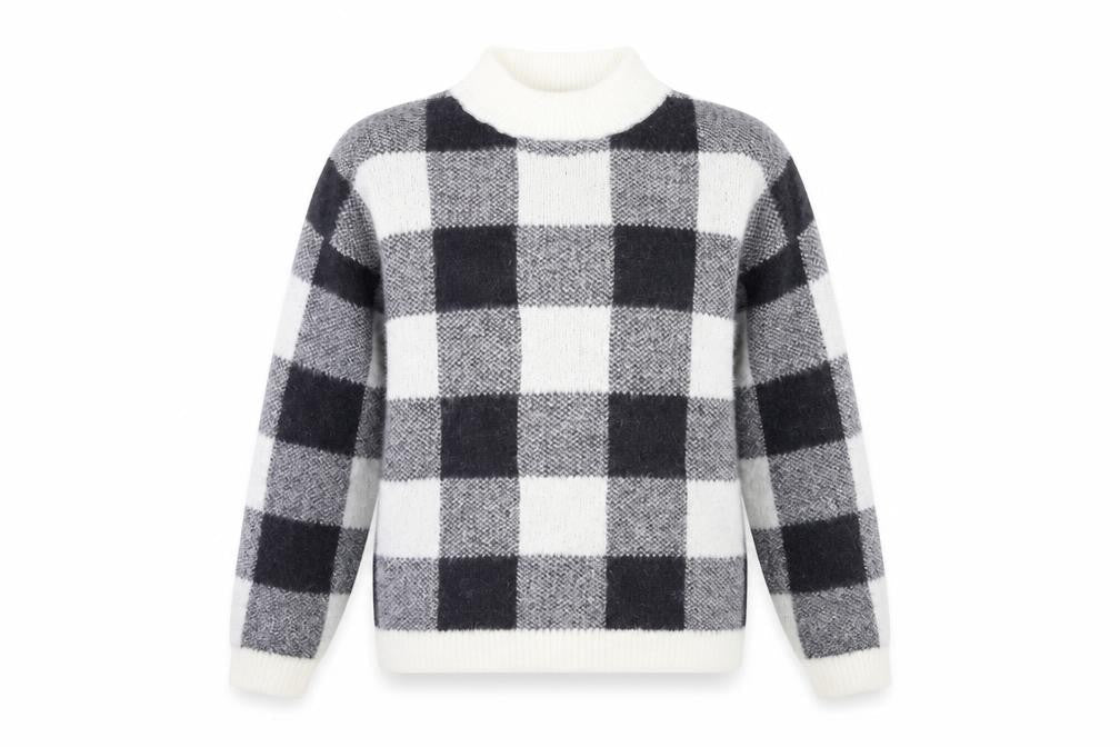Primark Girls Green Check Knit Pullover Jumper Size 12 Years