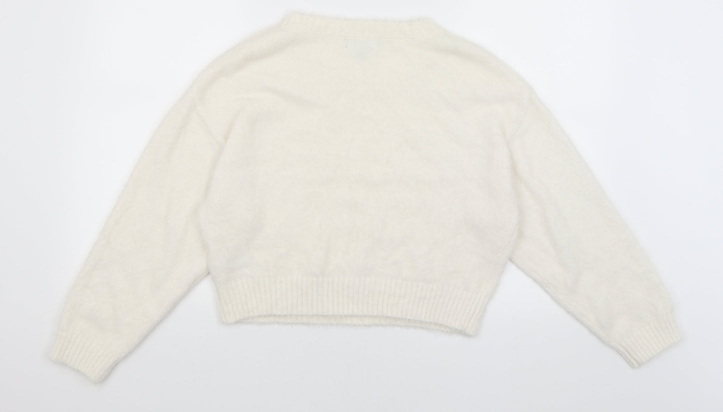 New Look Womens White   Pullover Jumper Size S