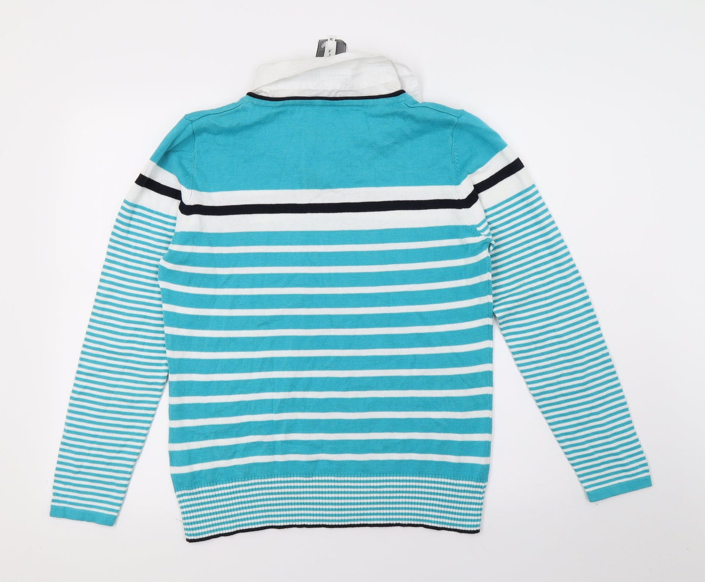 Jessica Womens Blue Striped Knit Pullover Jumper Size M