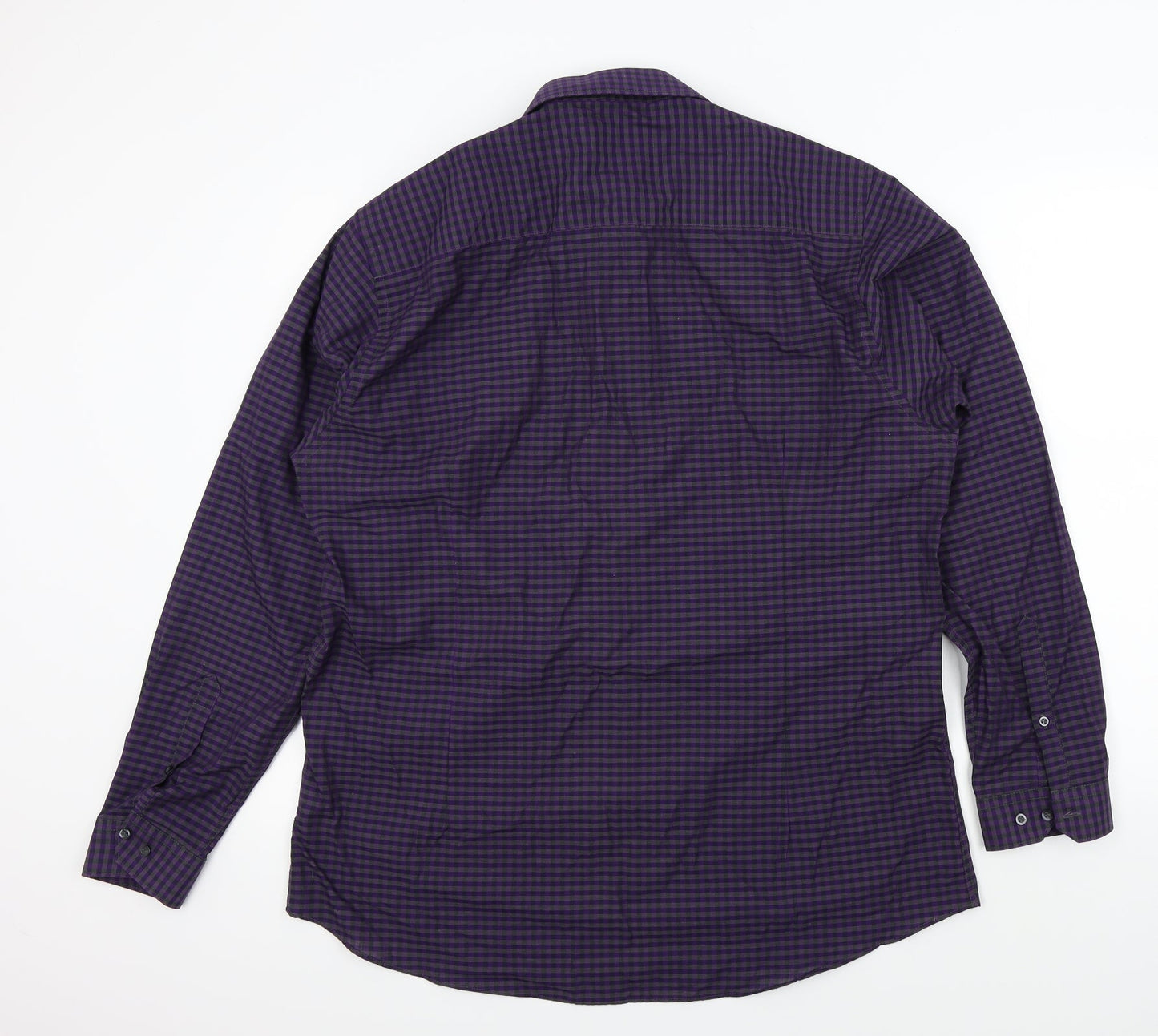 Ceader wood state Mens Purple Check   Button-Up Size 17