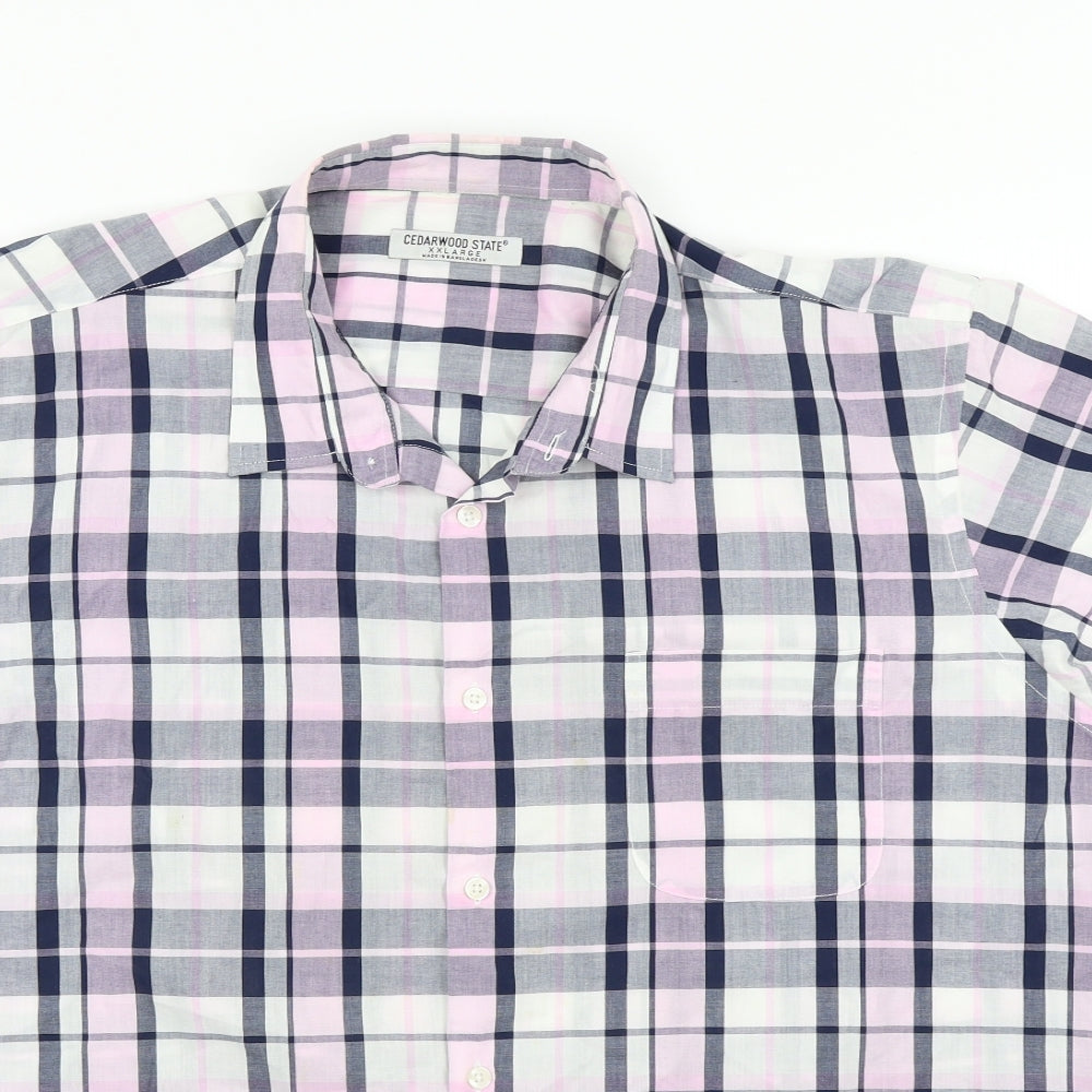 Ceader wood state Mens Orange Check   Button-Up Size 2XL