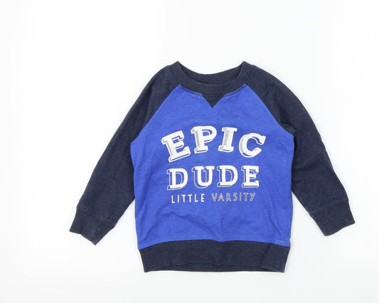 George Boys Blue Colourblock  Pullover Jumper Size 2-3 Years