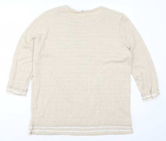 Isle Womens Beige Striped  Pullover Jumper Size 18