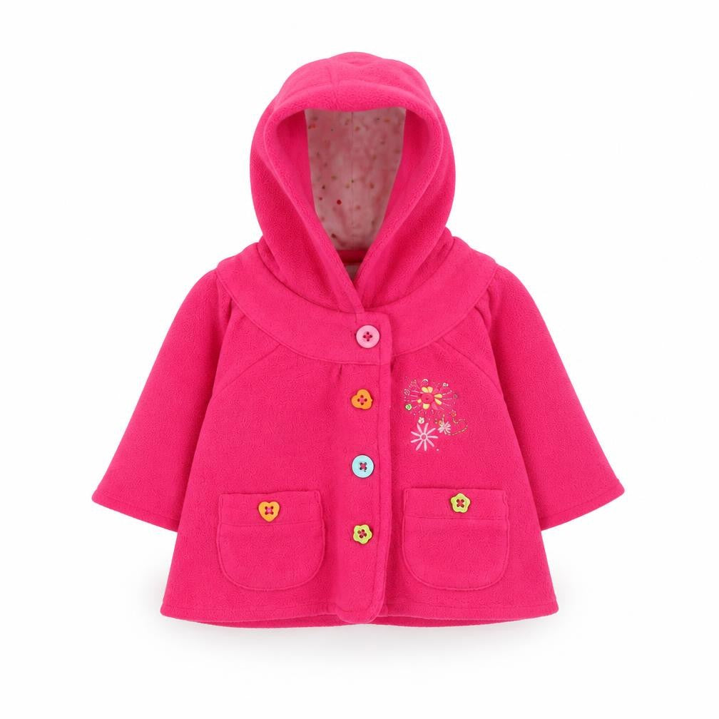 Front view of George girls’ pink floral fleece overcoat coatigan, size 0-3, months