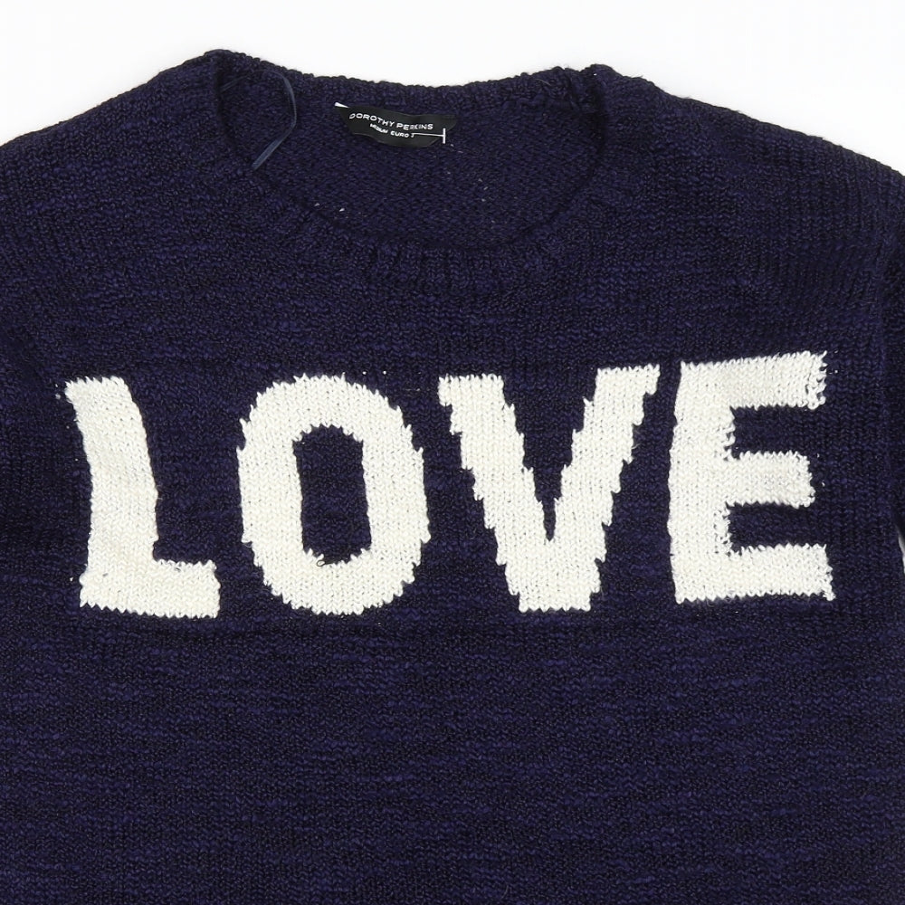 Dorothy Perkins Womens Blue   Pullover Jumper Size M