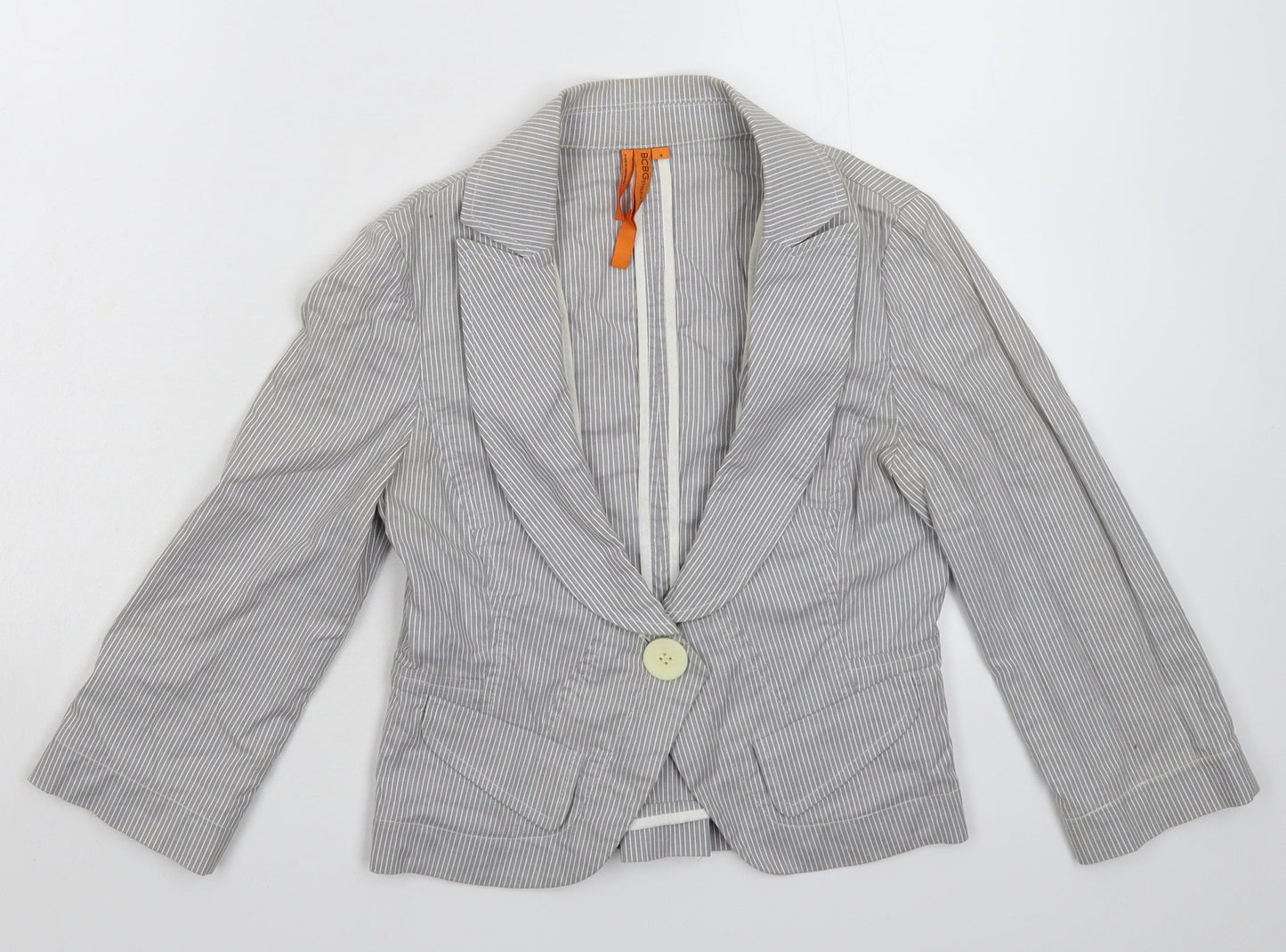 BCBGeneration Womens Grey Striped  Jacket Blazer Size S