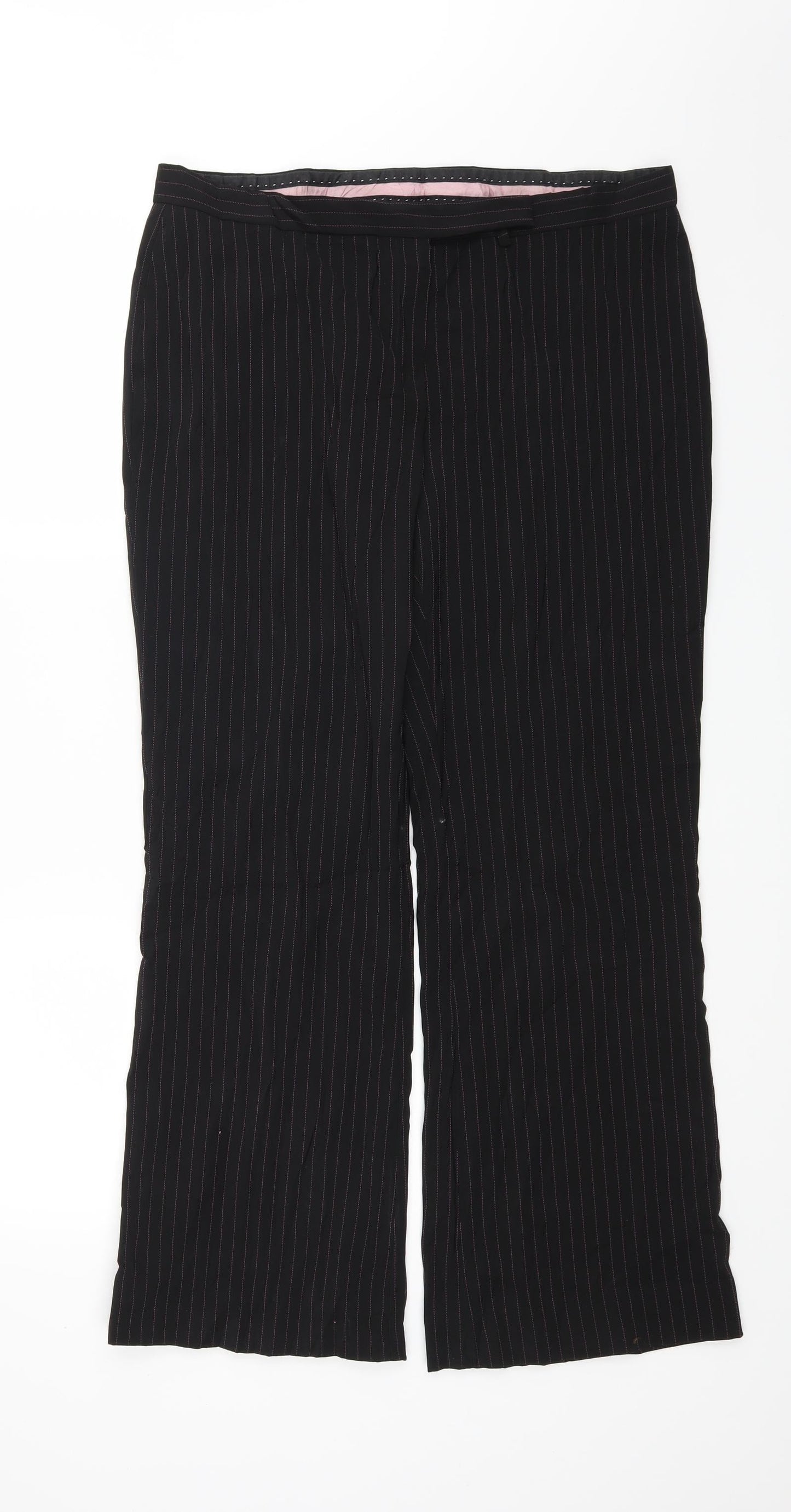 River Island Womens Black Striped  Trousers  Size 16 L27 in