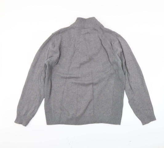 Easy Mens Grey   Henley Jumper Size M