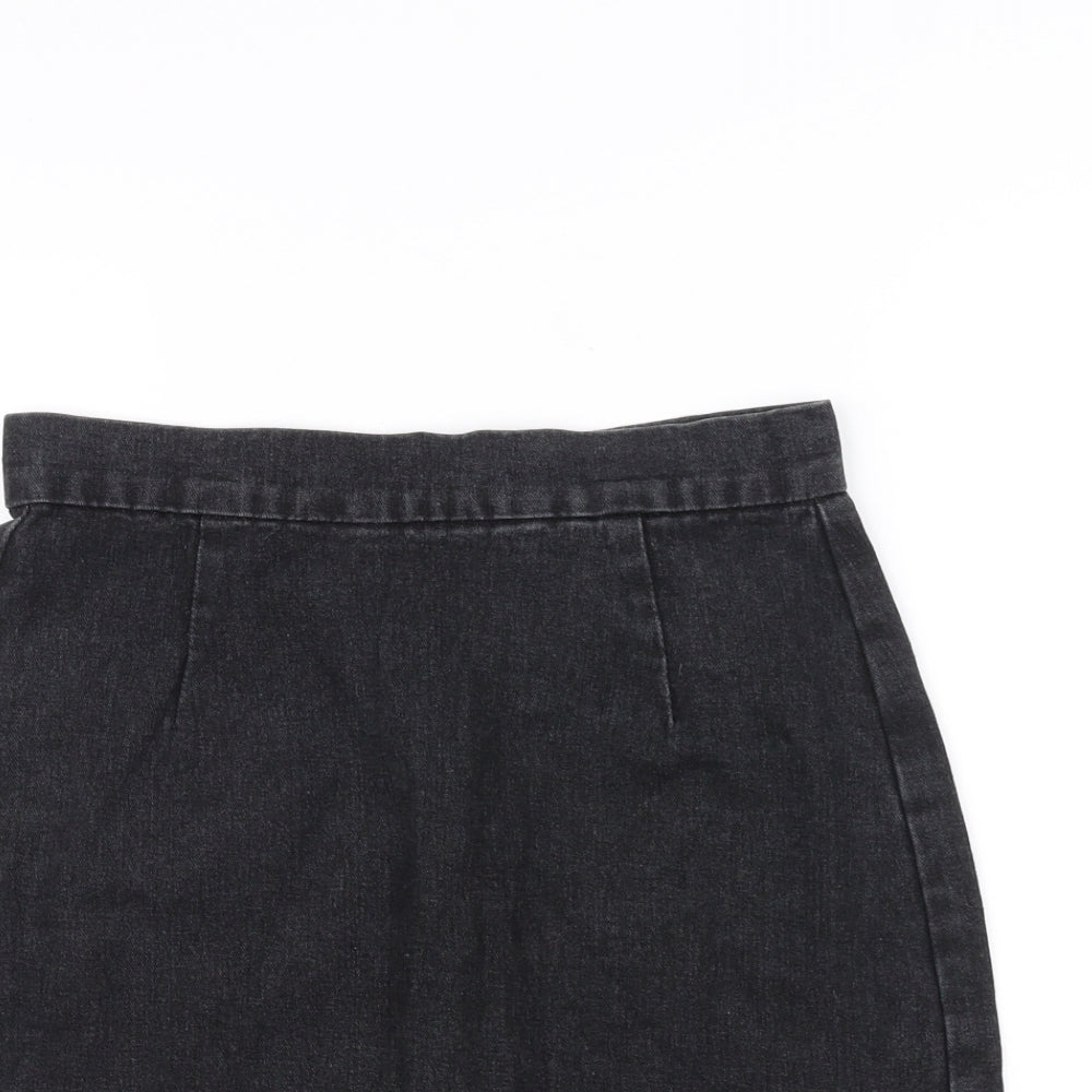 Denim & Co. Womens Black  Denim A-Line Skirt Size 8