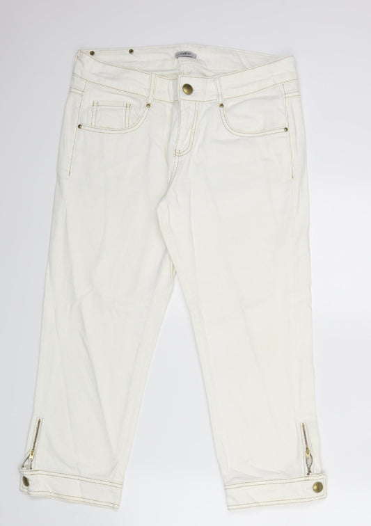 Oltre Womens White   Straight Jeans Size 14 L23 in