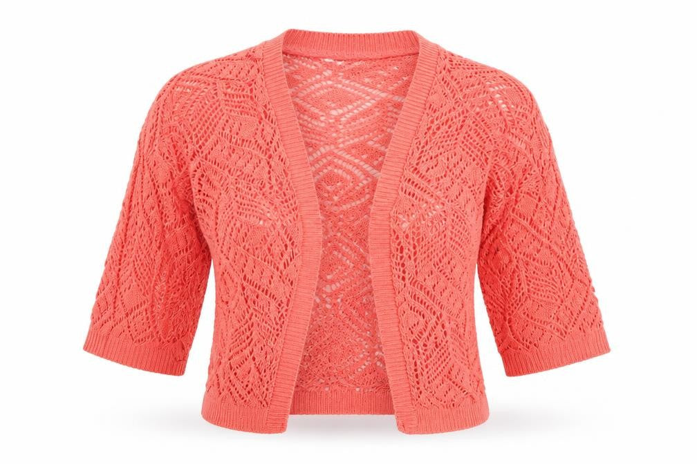 New Look Womens Red  Crochet Cardigan Jumper Size 6