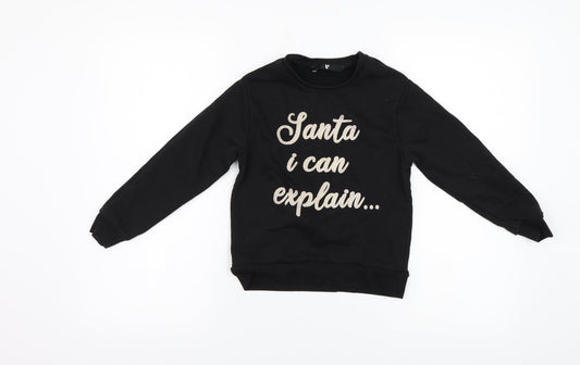 Very Boys Black   Pullover Sweatshirt Size 8 Years  - Santa