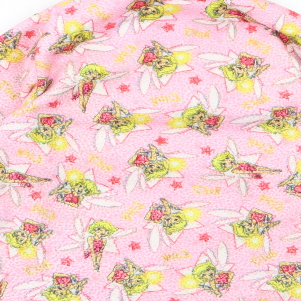Preworn Girls Pink  Rayon Basic Button-Up Size 6 Years  - tinkerbell