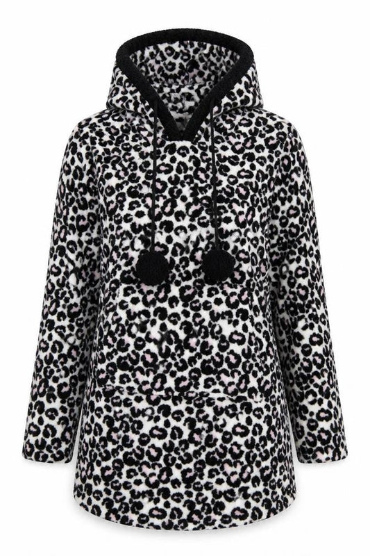 Preworn Womens White Animal Print  Pullover Hoodie Size 8