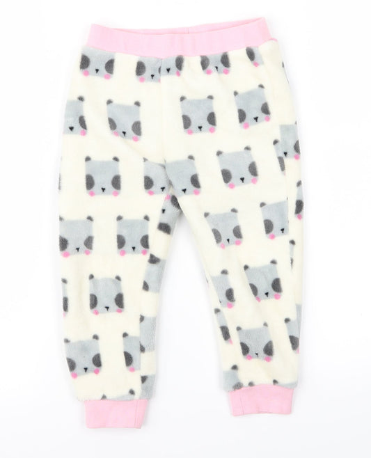 Mini Club Girls White    Lounge Pants Size 2 Years  - bear