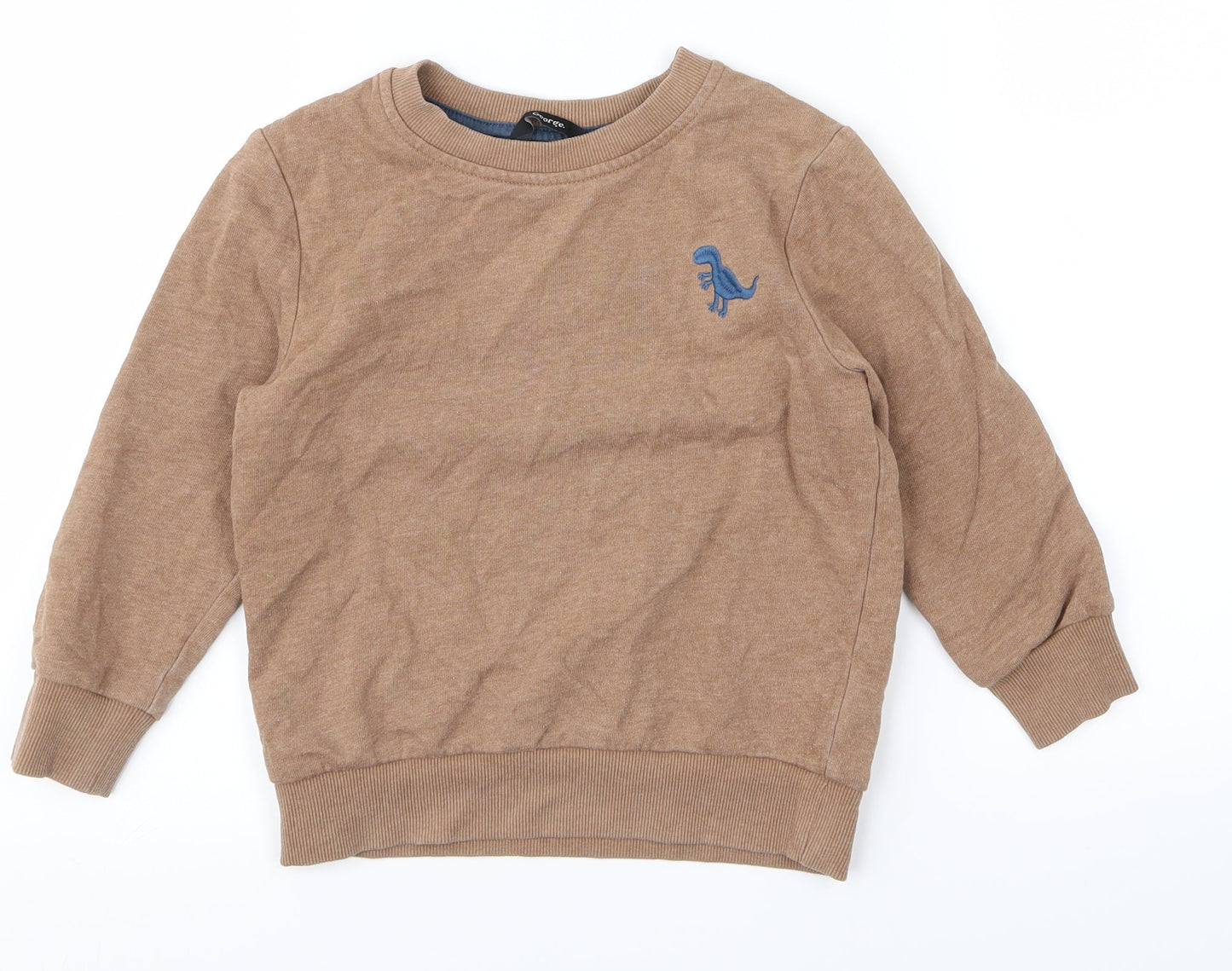 George Boys Brown   Pullover Jumper Size 3 Years  - dinosaur