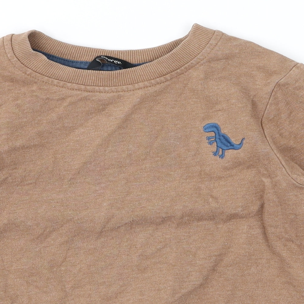 George Boys Brown   Pullover Jumper Size 3 Years  - dinosaur