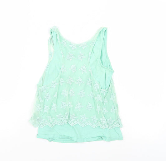 label of graded goods Girls Green Houndstooth  Cropped T-Shirt Size M