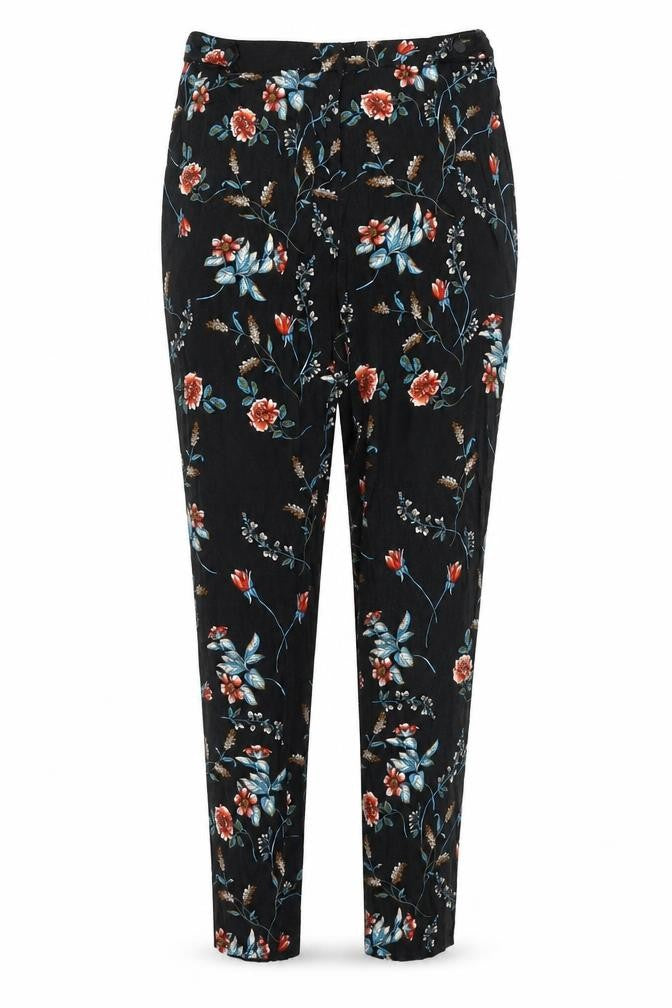 Peacocks Womens Black Floral  Trousers  Size 10 L27 in