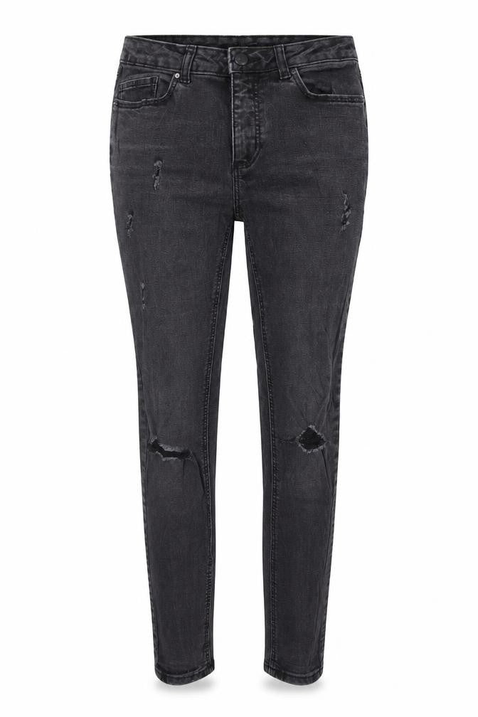 Front view of Denim Co women’s black denim skinny jeans, size UK 8, 27-inch leg