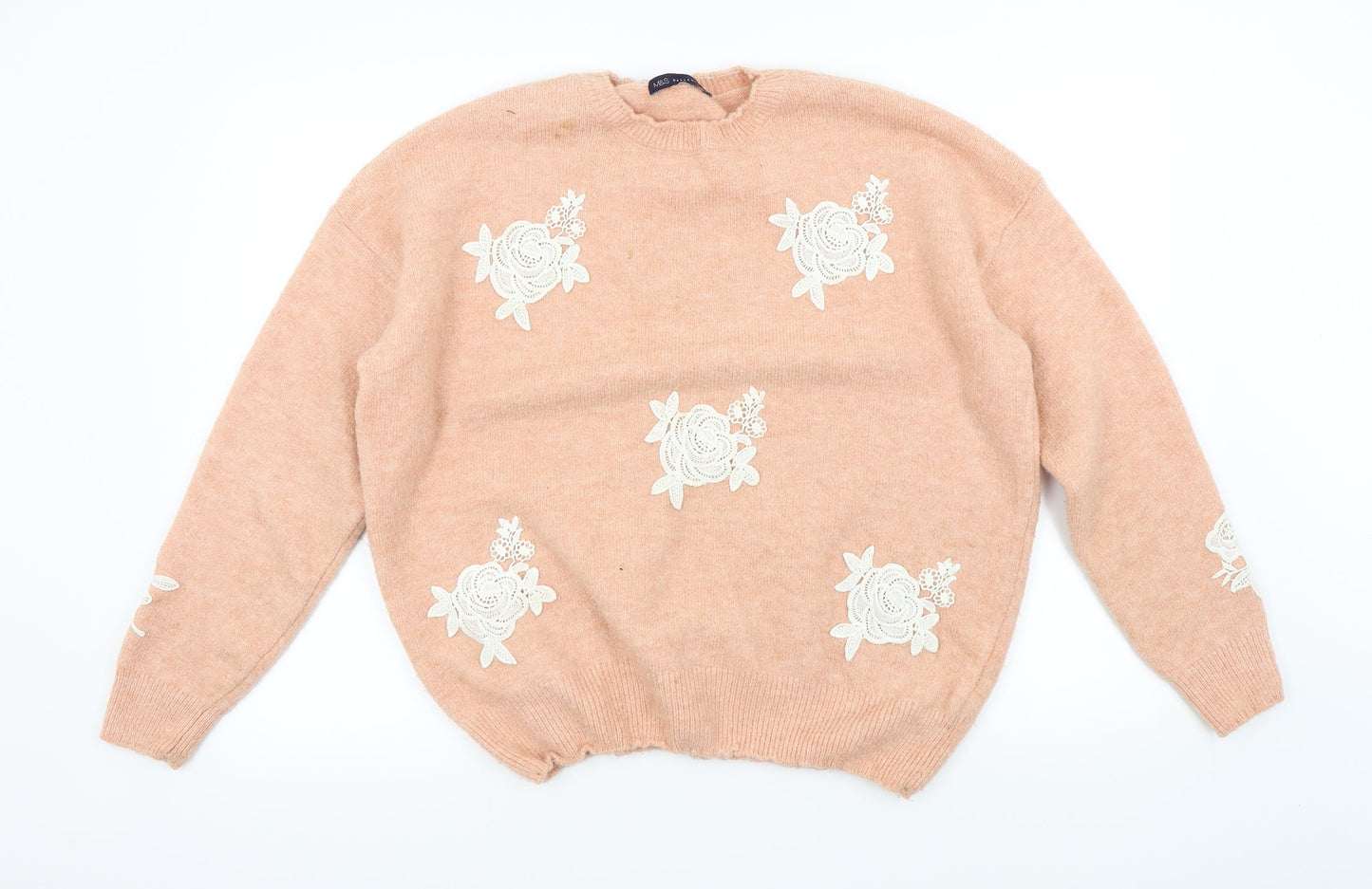 M&S Womens Pink Floral  Pullover Jumper Size L