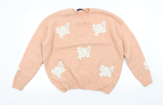 M&S Womens Pink Floral  Pullover Jumper Size L
