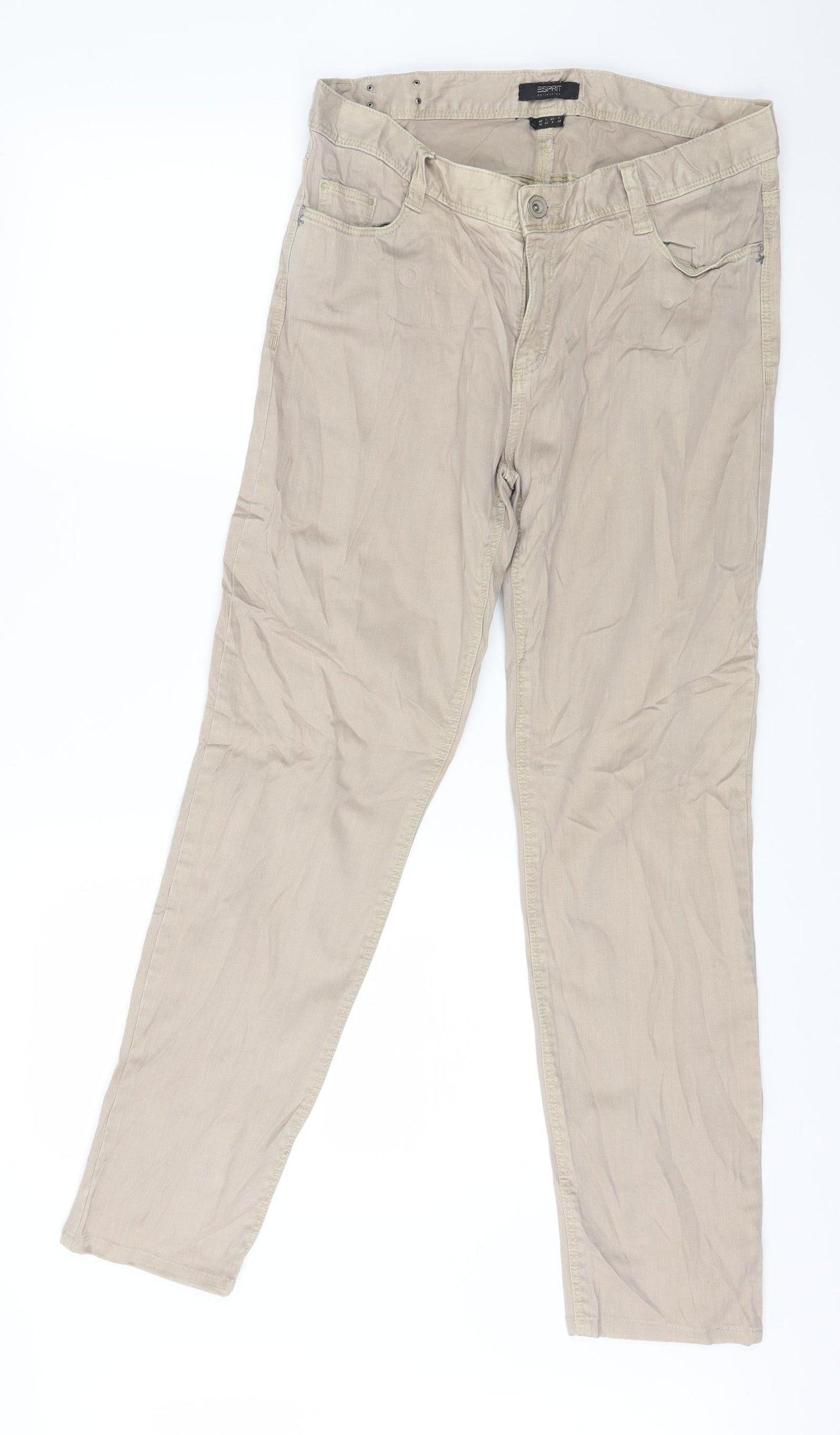 ESPIRIT Womens Beige  Denim Straight Jeans Size 10 L29 in