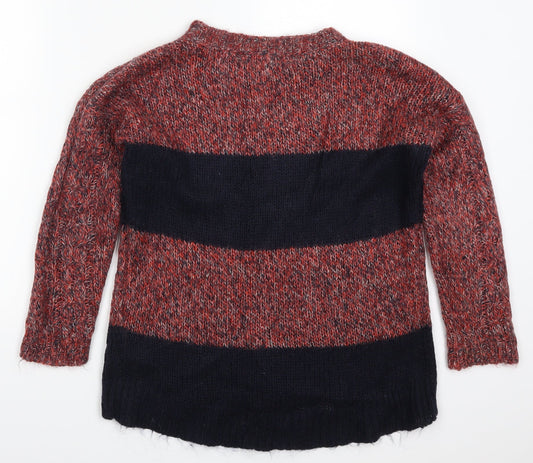 Marks and Spencer Womens Red Striped  Pullover Jumper Size 8