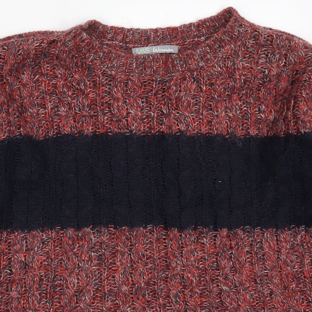 Marks and Spencer Womens Red Striped  Pullover Jumper Size 8