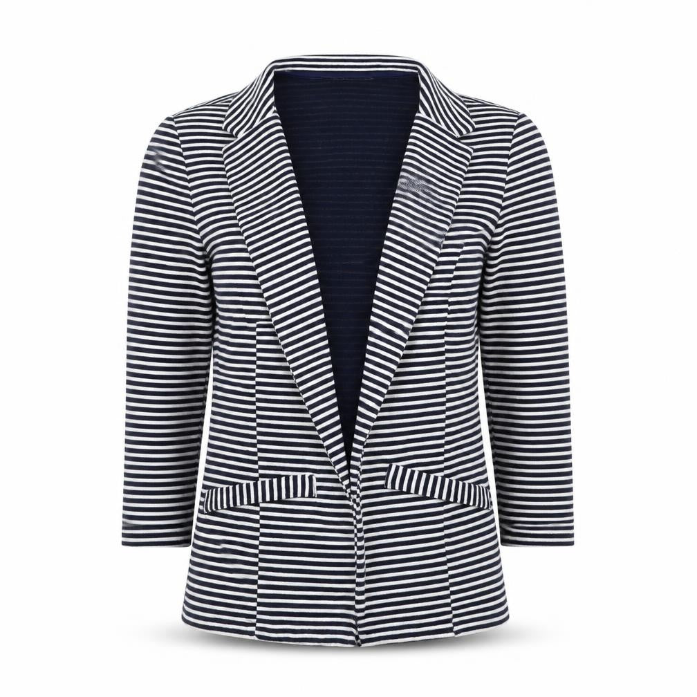 Front view of Papaya women’s white striped jacket blazer, size UK 10