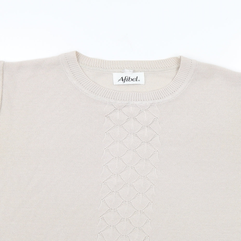 Afibel Womens Beige   Basic T-Shirt Size L