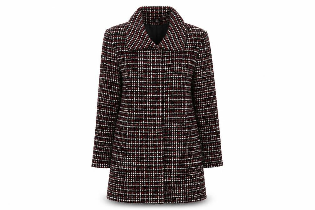 Front view of Paul Seperates women’s red overcoat coat, size UK 10
