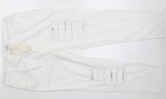 Glossy Womens White  Denim Straight Jeans Size 36 in L29 in