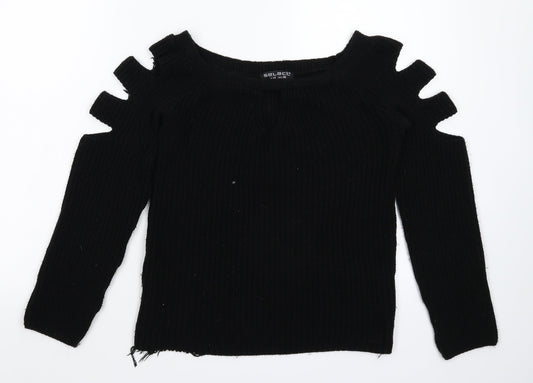 Select Womens Black  Knit Pullover Jumper Size 10